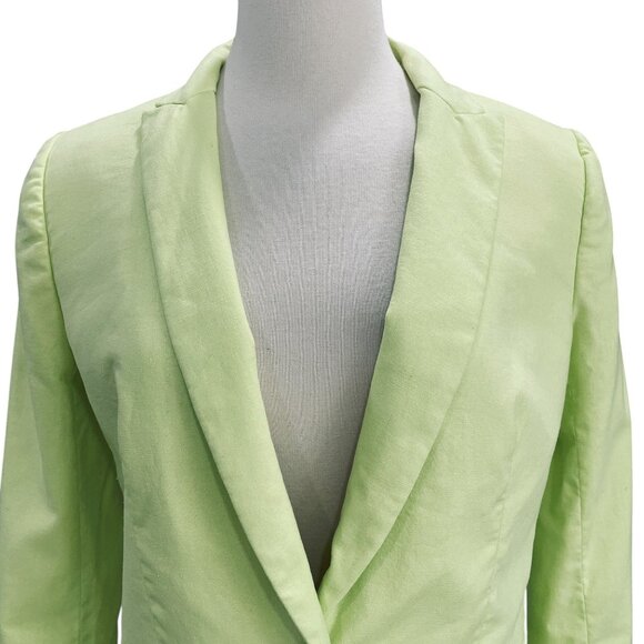 J Crew Neon Yellow Blazer Womens Size 6 Linen Workwear Y2K Office Street Style - Picture 8 of 11